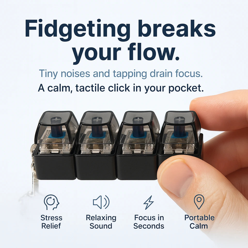 Avyron Key Halo Quad — Mechanical Calm-Click Keychain